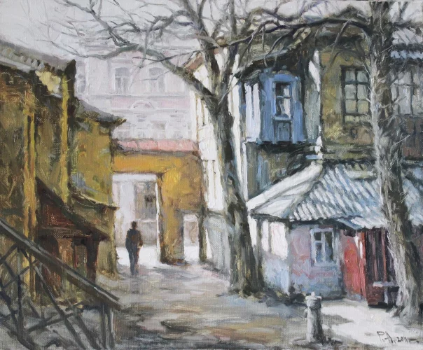 Роман Агасян, Харьков, дворик на Сумской 16., 2011г., х.м., 50х60см.